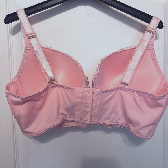 Daisey Fuentes Lace Padded Bra-Pale Pastel Peach Color-Wire V Front-40C-Gold - Picture 9 of 15